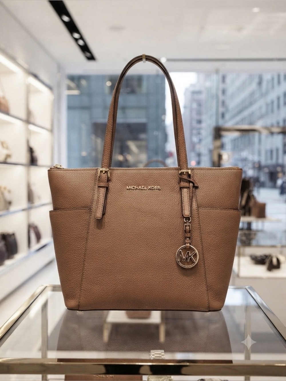 Michael Kors Jet Set Travel
Saffiano LeatherTote in 
Luggage Brown EUC like new!